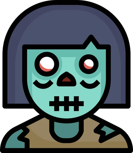 Mujer Zombie Halloween Icono — Archivo Imágenes Vectoriales