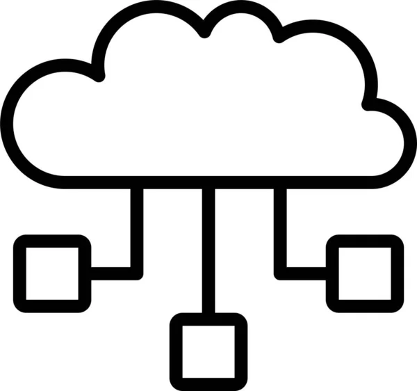 Icône Connexion Cloud Computing Dans Style Contour — Image vectorielle
