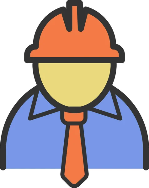 Chief Engineer Labor Icon Filled Outline Style — Stock Vector