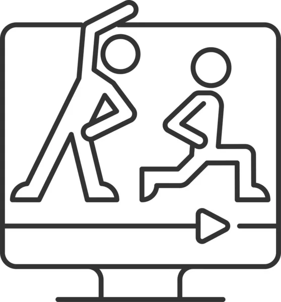Icône Tutoriel Entraînement Fitness Ligne — Image vectorielle