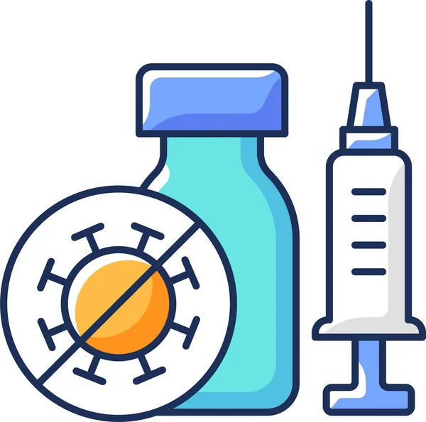 Icône Santé Injection Vaccination Covid Dans Modèle Contour Rempli — Image vectorielle