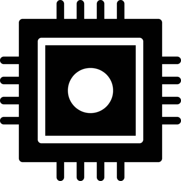 Čip Cpu Mikročip Ikona Pevném Stylu — Stockový vektor