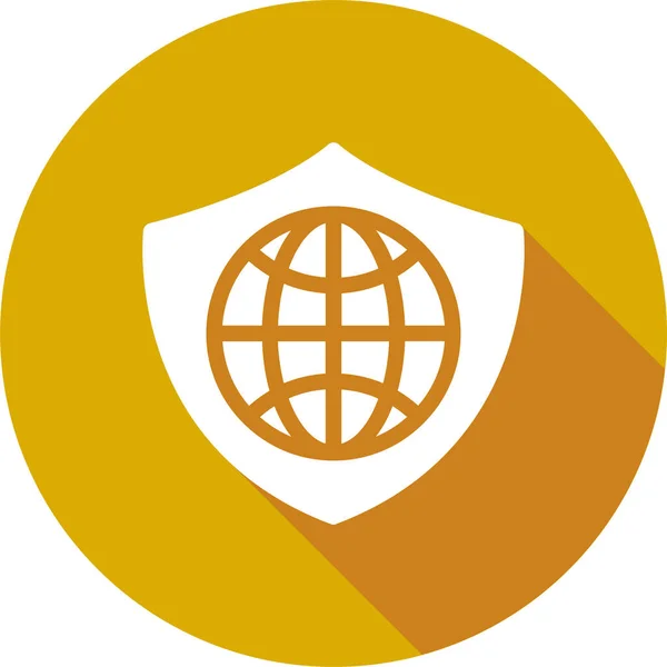 Icono Seguridad Global Estilo Long Shadow — Vector de stock