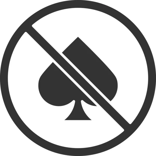 Kaarten Casino Verboden Pictogram Solide Stijl — Stockvector