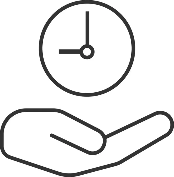 Horloge Aiguille Icône Temps Dans Style Contour — Image vectorielle