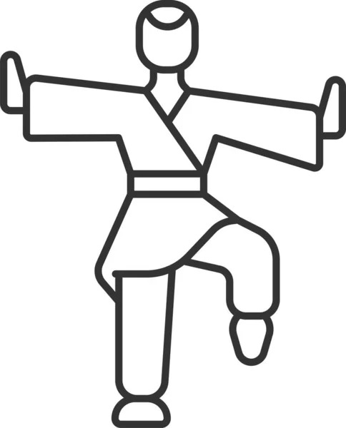 Kungfu Kämpfer Kampf Ikone Umriss Stil — Stockvektor