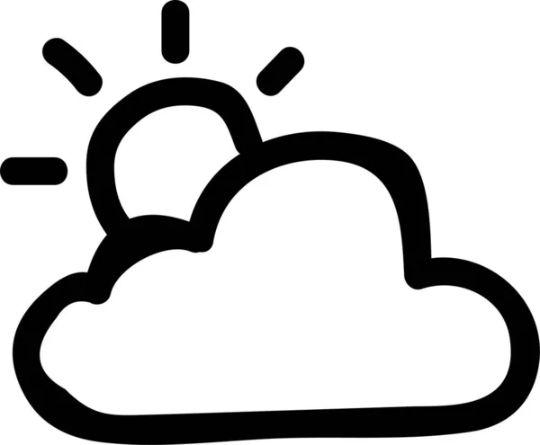 Wolkenregen Ikone Handgezeichneten Stil — Stockvektor