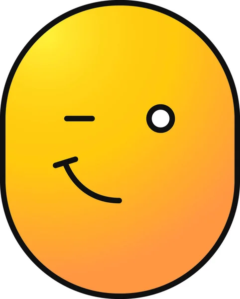 Piscando Ícone Emoji Alegre Estilo Esboço Preenchido — Vetor de Stock