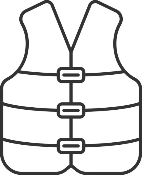 Vêtements Navigation Icône Gilet Sauvetage Dans Style Contour — Image vectorielle