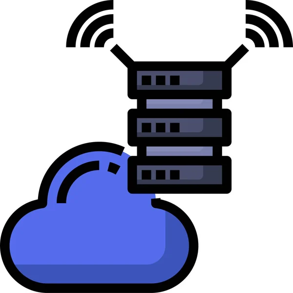 Wolkenverhangenes Computersymbol — Stockvektor
