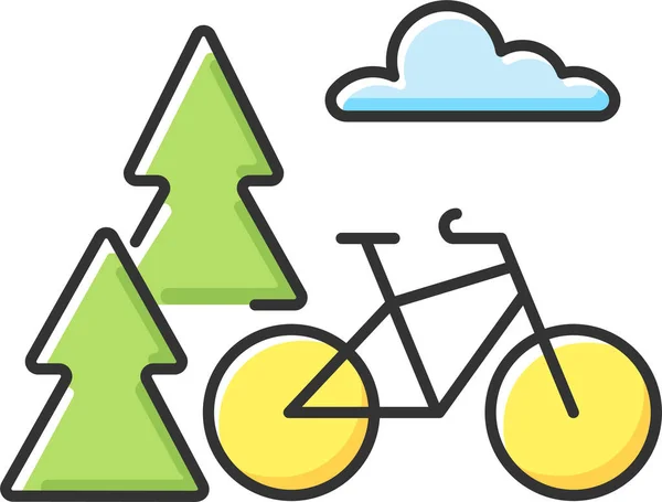 Activités Plein Air Icône Vélo Sport Dans Style Contour Rempli — Image vectorielle