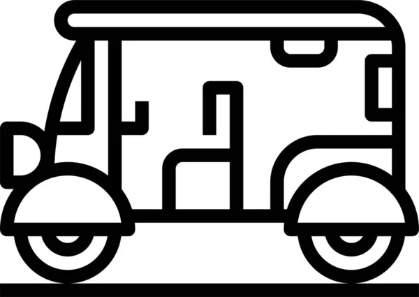 Azië Auto Riksja Pictogram Omtrek Stijl — Stockvector