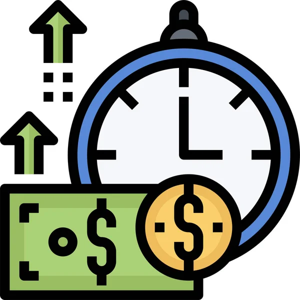 Alarm Cash Clock Icon Filled Outline Style — Stock Vector