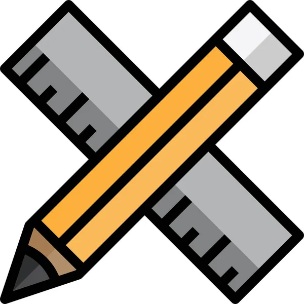 鉛筆と定規のアイコン — ストックベクタ
