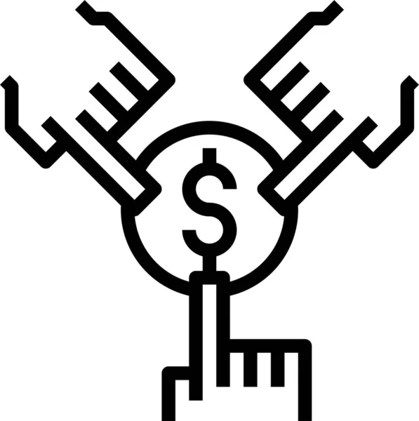Ikona Funduszu Euro Dolarach Zarysie — Wektor stockowy