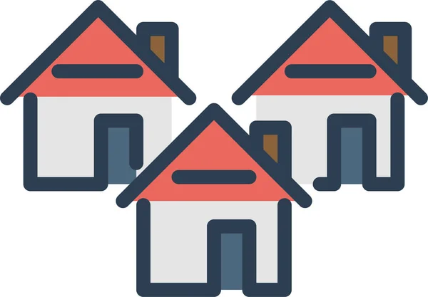 Edifícios Casa Empréstimo Casas Ícone Estilo Esboço Preenchido —  Vetores de Stock