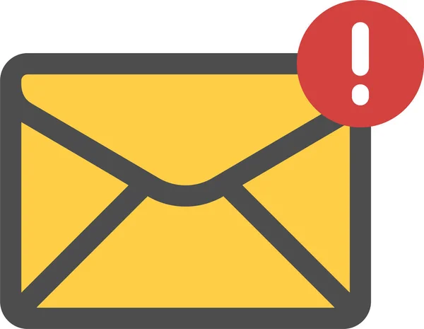 Ícone Aviso Mail Importante Estilo Esboço Preenchido — Vetor de Stock