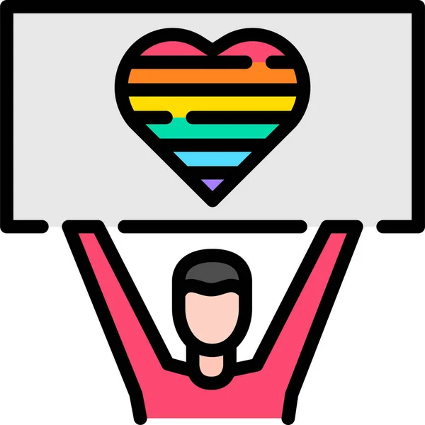 Banner Lgbt Icono Libertad Estilo Contorno Lleno — Vector de stock