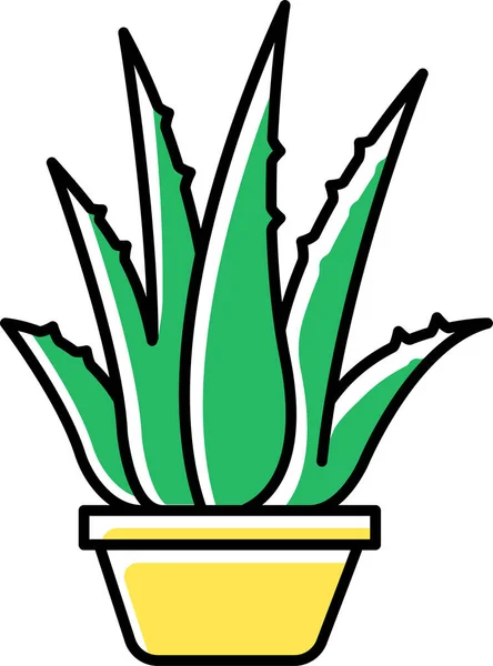 Aloe Kaktus Blumentopf Symbol Stil Mit Gefüllten Umrissen — Stockvektor