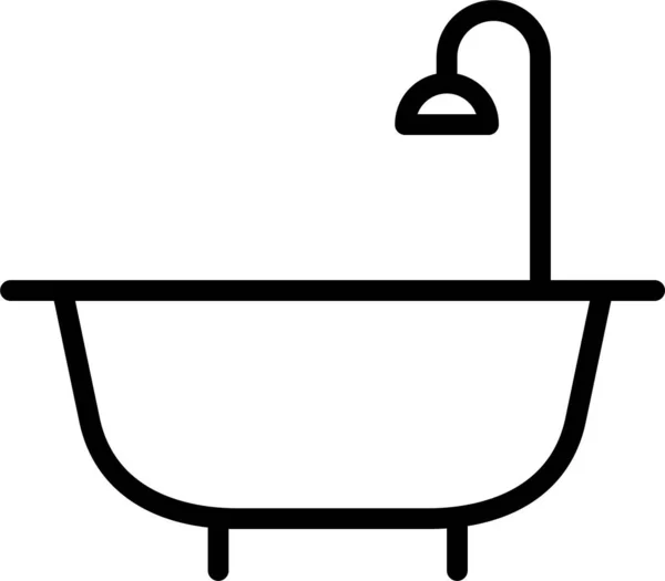 Fürdőkád Ikon Körvonalazott Stílusban — Stock Vector