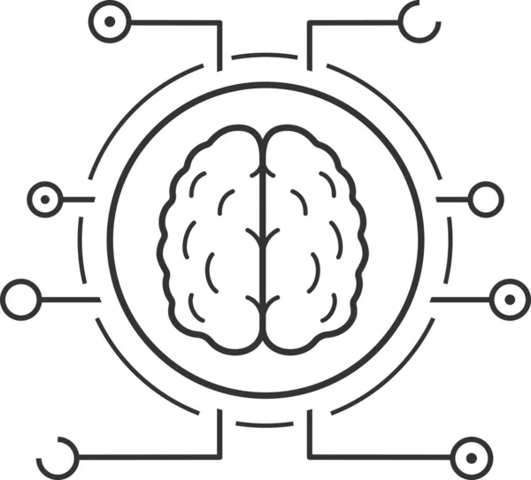 Icono Cibernético Cerebro Artificial Estilo Esquema — Vector de stock
