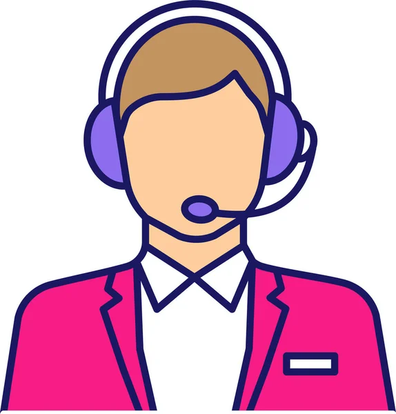 Assistent Call Center Customer Support Icoon Gevulde Outline Stijl — Stockvector