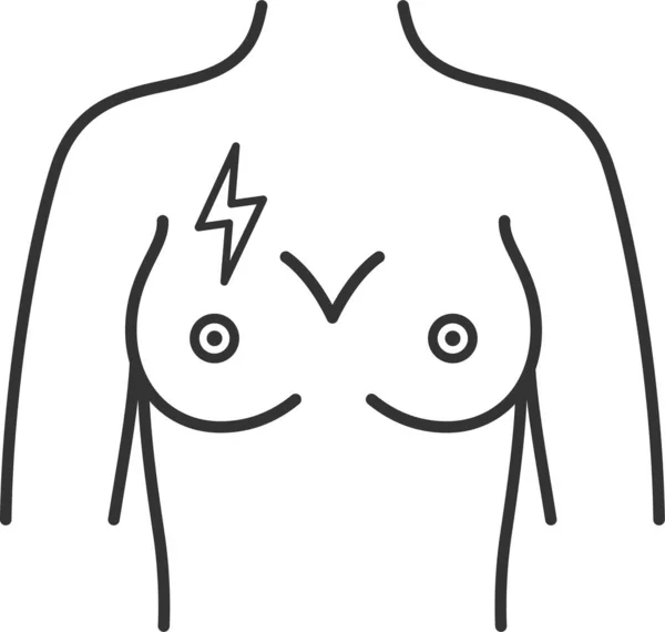 胸部疼痛胸部疼痛图标的轮廓风格 — 图库矢量图片