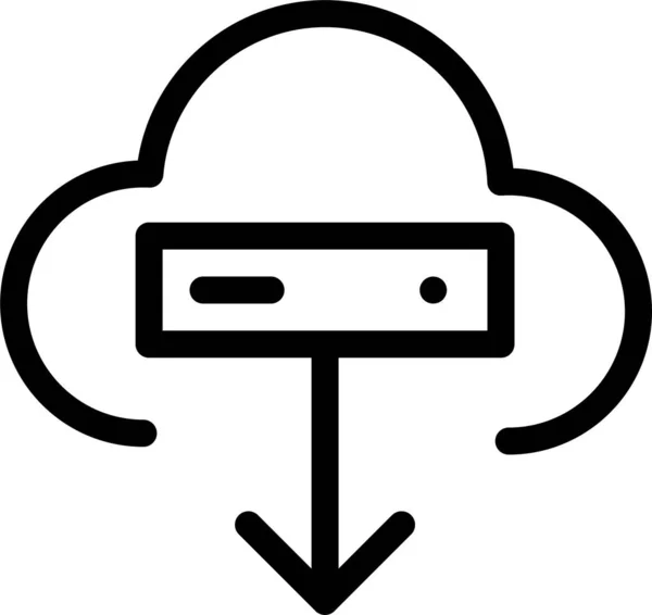 Base Données Cloud Icône Téléchargement Dans Style Contour — Image vectorielle