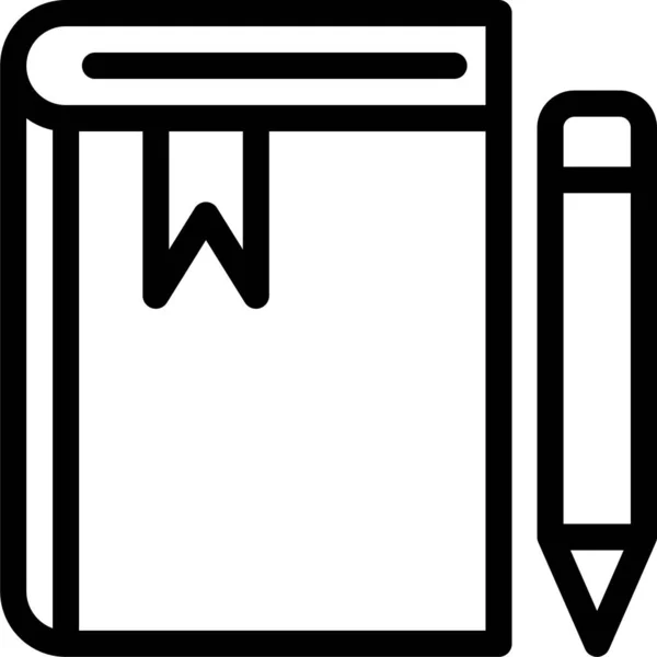 Libro Lápiz Icono Lectura Estilo Esquema — Vector de stock