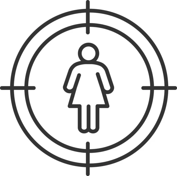 Apuntar Icono Enfoque Femenino Estilo Esquema — Vector de stock