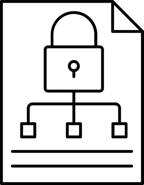 Document Filelock Icône Privée Dans Style Contour — Image vectorielle