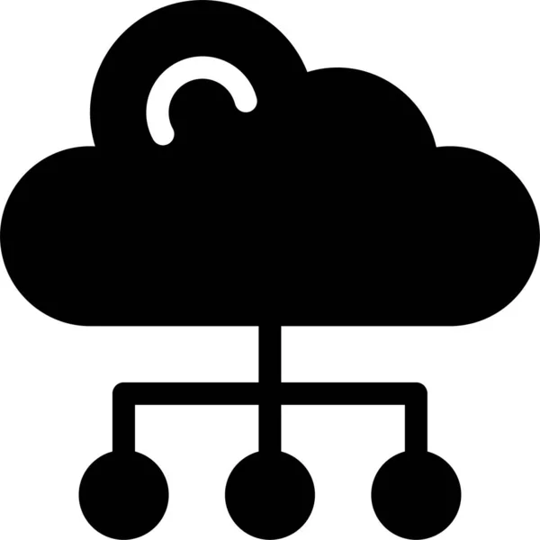 Cloud Computing Δίκτυο Εικονίδιο Στερεό Στυλ — Διανυσματικό Αρχείο