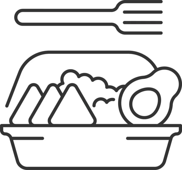 Takeout Χορτοφαγική Σαλάτα Εικονίδιο Στο Περίγραμμα Στυλ — Διανυσματικό Αρχείο