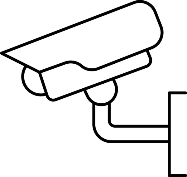 Caméra Cctv Icône Protection Dans Style Contour — Image vectorielle