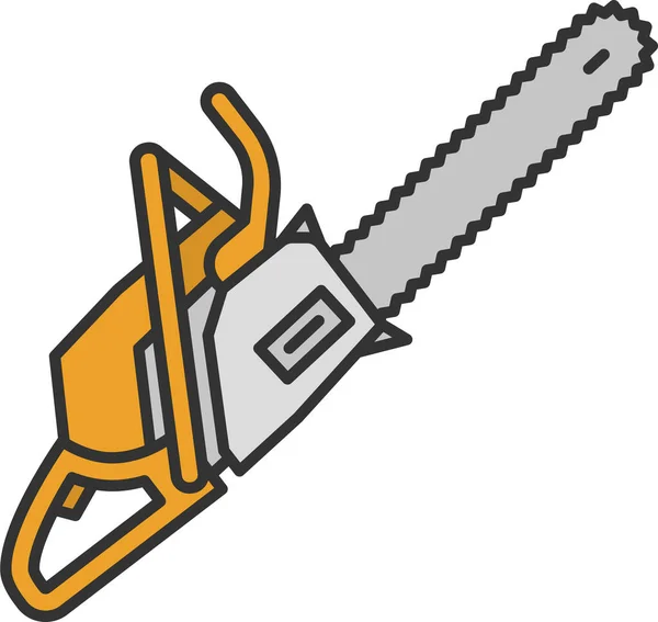 Chainsaw Saw Construction Icon Filled Outline Style — Stock Vector