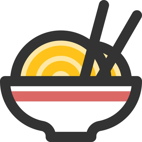 Japanese Noodle Ramen Icon Filled Outline Style — Stock Vector