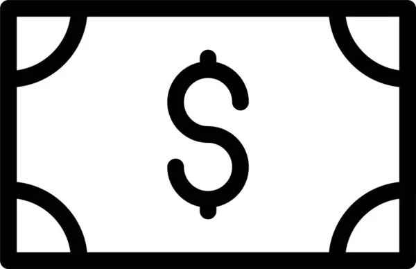 Bargeld Währung Dollar Symbol Umrissstil — Stockvektor