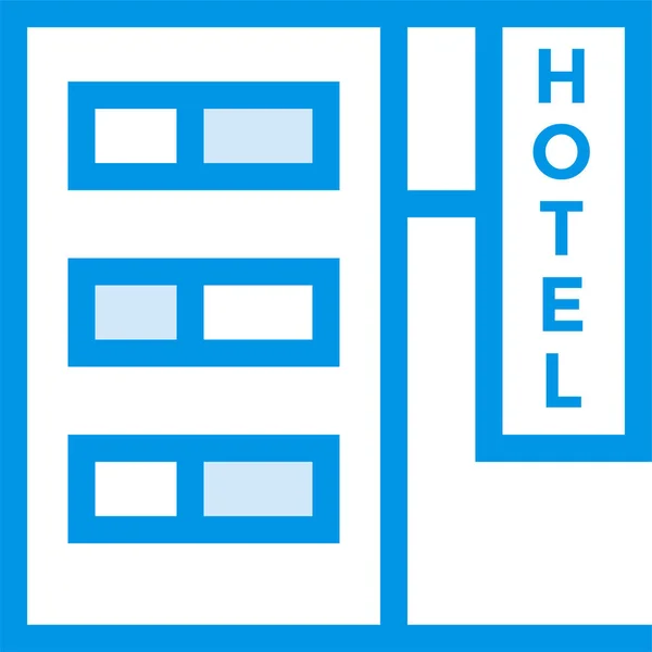 Commerciele Hostel Hotel Icoon Gevulde Outline Stijl — Stockvector