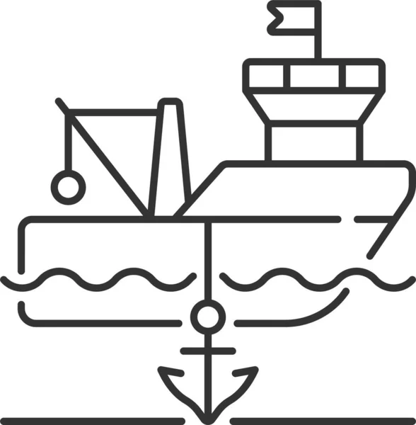 Barco Ancla Barco Equipo Icono Estilo Del Esquema — Vector de stock