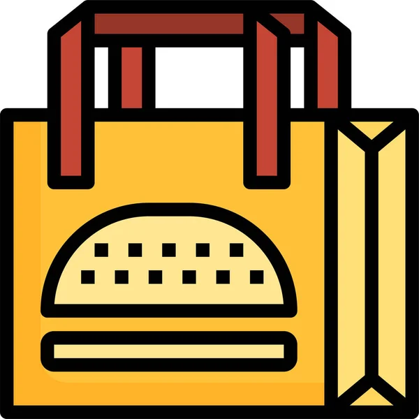 Bolsa Entrega Icono Línea Estilo Contorno Lleno — Vector de stock