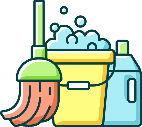Mop Cleaning Housework Icon Filled Outline Style — Stock Vector