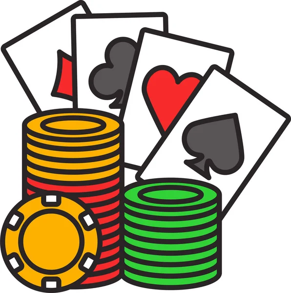 Blackjack Karten Casino Symbol Ausgefülltem Umriss — Stockvektor