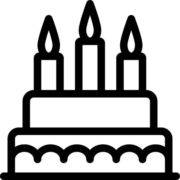 Birthday Cake Candle Icon Outline Style — Stock Vector