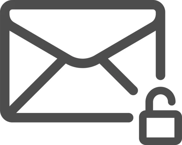 Email Mail Icône Non Chiffrée Dans Style Contour — Image vectorielle