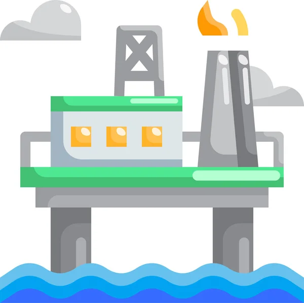 Industry Offshore Platform Icon — Stock Vector
