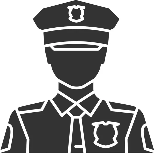 Cop Man Officer Icon Solid Style — Stock Vector