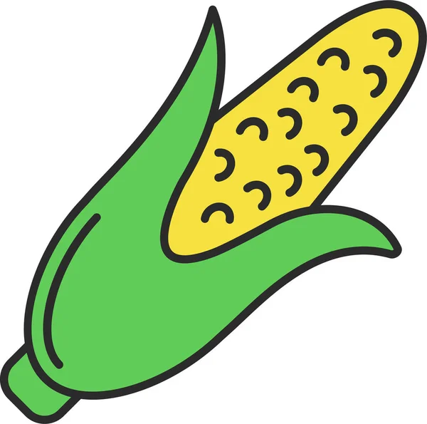 Cob Corn Çiftçilik Simgesi Tam Ana Hatlarıyla — Stok Vektör