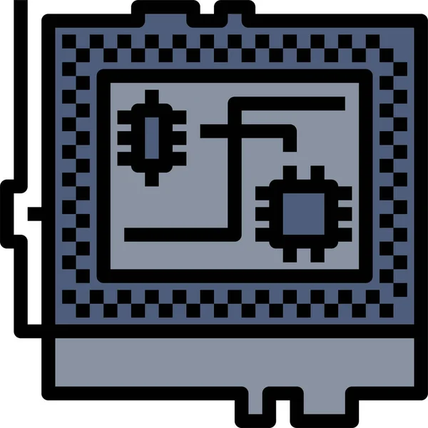 Component Computer Elektronica Icoon Gevulde Outline Stijl — Stockvector