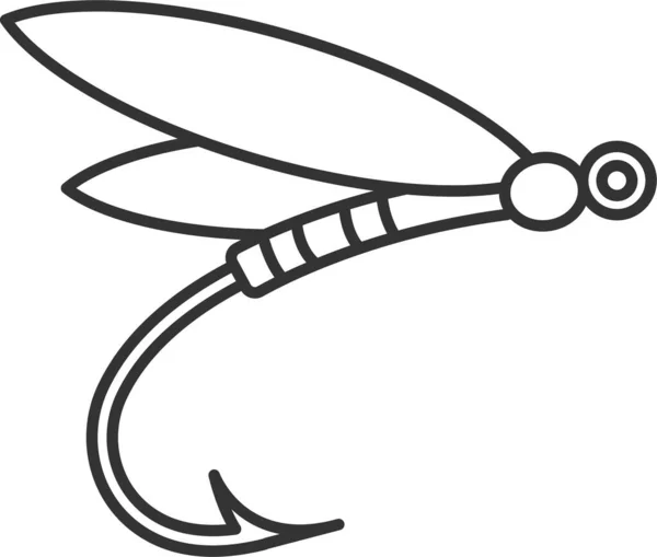 Köderlibelle Fischhaken Symbol Umriss Stil — Stockvektor