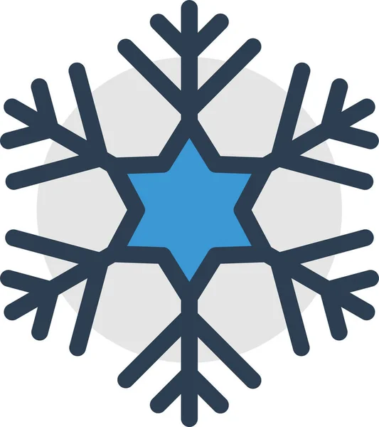 フルアウトラインスタイルの冷たい霜雪の結晶アイコン — ストックベクタ